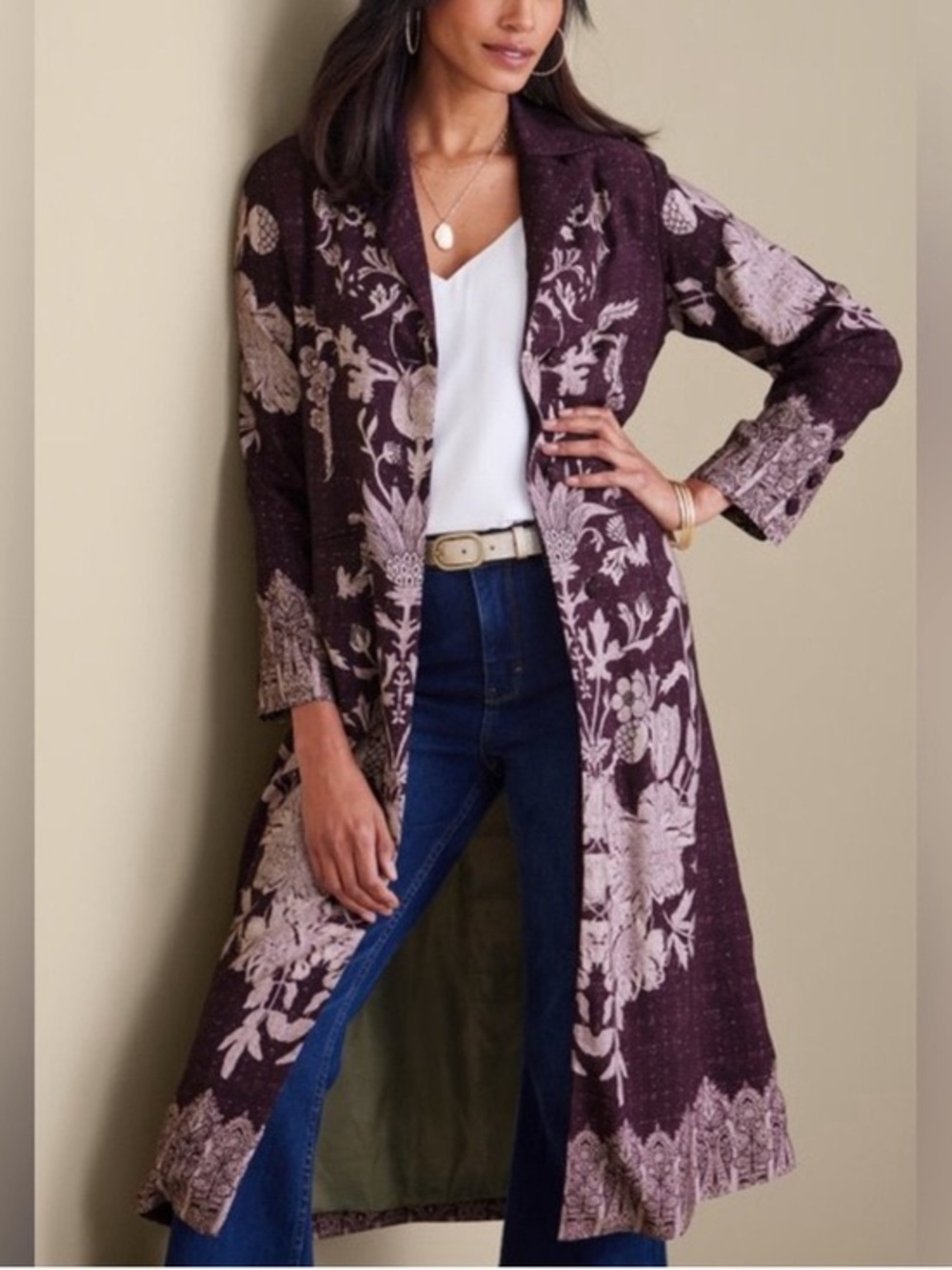 Soft Surroundings Masterpiece Duster Jacket in plum wine colorway Size XL
